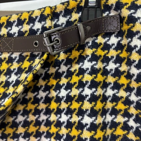 Boden 100% Wool British Tweed Faye Kilt Skirt Navy White Yellow Houndstooth| 14L - Picture 5 of 12